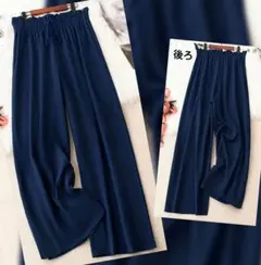 レディース/オーバーサイズ・ワイドパンツ【紺・２ＸＬ】新品