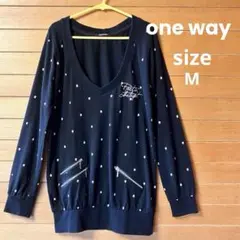 one way Vネックチュニック ロング丈トレーナー Mサイズ