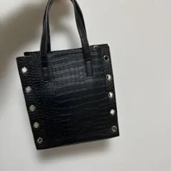 黒 クロコダイル風ハンドバッグ