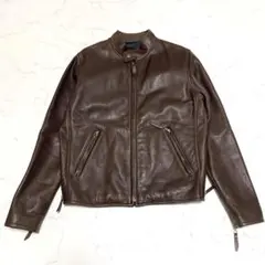 USA製 ビームスプラス シングルライダースジャケット 茶 Sサイズ