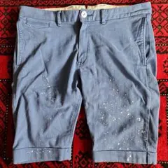 AKM ペイント加工 ショートパンツ ブルーのサムネイル
