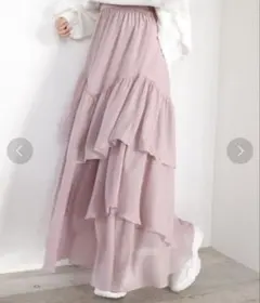 ナイスクラップ きらっとふわっとゆれる　ティアードロングスカート ピンクのサムネイル