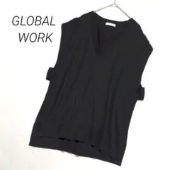 グローバルワーク ベスト ジレ Vネック サイドベルト オーバーサイズ