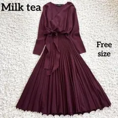 Milk tea カシュクールニットワンピース マタニティ ワインレッド