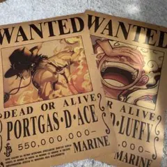 【新品】兄弟　エース　ルフィ　手配書　2枚組　ONE PIECE