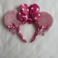 ディズニー ミニー カチューシャ ピンク イヤリング 水玉 リボン キラキラ