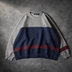 【90sオールド】レトロデザイン　刺繍ロビッグシルエット　ラグランスウェット