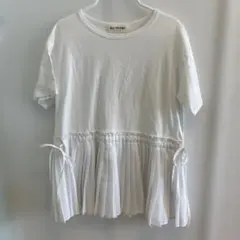 Ray BEAMS プリーツ付きホワイトTシャツのサムネイル