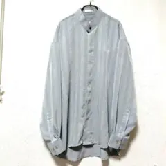 ELLIOTT バンドカラーシャツ グレー系 シャドーストライプ ポリシャツ Ｌ