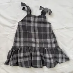 プティマイン グレー系チェックフリルワンピース
