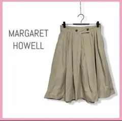 マーガレットハウエル　スカート　ひざ丈スカート　プリーツ　無地　ベージュ