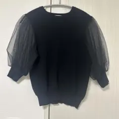 SENSE OF PLACE ブラック シースルー袖 ニット
