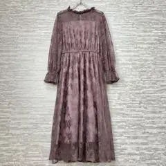 GRL 花柄レースロングワンピース パープル系 F 結婚式　二次会　パーティー