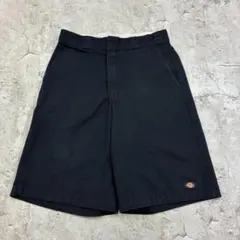 Dickies　ルーズフィット　膝丈　ハーフパンツ　W31　ブラック　古着　無地のサムネイル