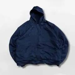 裏ボアジップパーカー 4XL ネイビー 無地 シンプル ビッグサイズ アメカジ