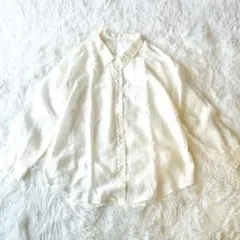 シアー長袖シャツ　オーバーサイズ　ホワイト　L