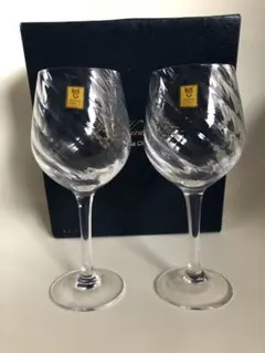 カガミクリスタル バーガンディ ペアワイングラス #2056