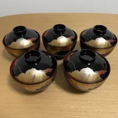 未使用品 山中漆器 お椀 吸物椀 5客セットのサムネイル