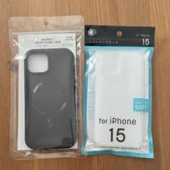 iPhone 15用 マグネットケース ソフトクリアケース 2点セット