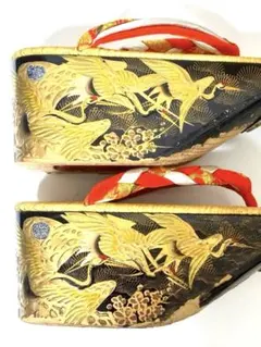 七五三 七歳 こっぽり ぽっくり おこぼ 畳表 朱色 鶴 - メルカリ
