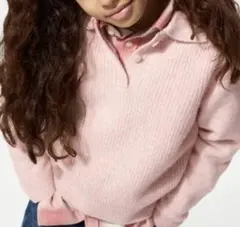 UNIQLOユニクロGIRLS スフレヤーンポロセーター 140 ピンク