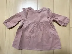 ベビー　トップス　ワンピース　ピンク　80 コーデュロイ
