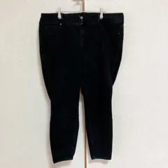 レディース スキニーデニムパンツ 3つボタン ブラック 【4L-5L相当】