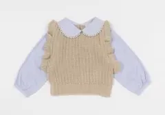 petit mainプティマイン パールニットドッキングトップス130新品