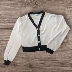 INGNI ビジューボタン バイカラー ニットカーディガン M PL703