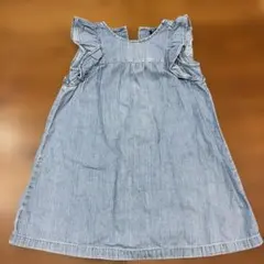 【GAP】デニムワンピース 110cm フリル ノースリーブ キッズ 春夏