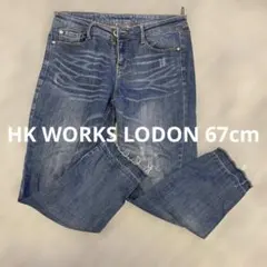 ダークブルー スキニーデニム フリンジ裾 67cm HK WORKS LODON