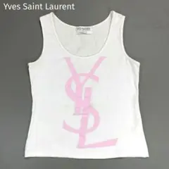 YVES SAINT LAURENT タンクトップ ロゴプリント ピンク 白のサムネイル