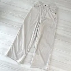 ☆コーデュロイ ワイドパンツ☆ホワイト アイボリー ストレッチ