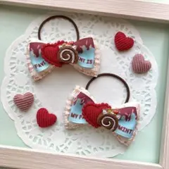 ハンドメイド　チョコロールケーキヘアゴム　バレンタイン