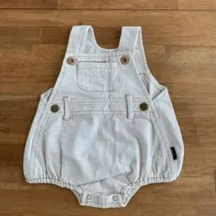 ホワイト コットン オーバーオールロンパース