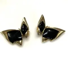 ハナエモリ バタフライ 蝶 イヤリングセット ヴィンテージ 黒 ゴールド 金