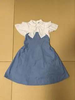 メゾピアノジュニア　フリル袖　コンビネーションワンピース　S（140cm）