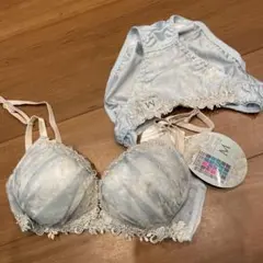 水色レース付きブラジャーショーツセットサイズＭ，サイズL L