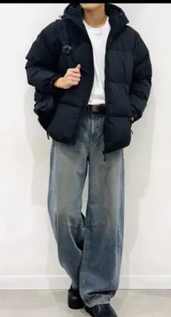 GUブラック XL ヒートパテッドブルゾン　ダウンジャケット 美品