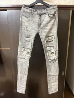 スモークライズ デニムパンツ スキニー タイダイ L 灰 綿 デート 