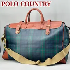 【美品】POLO COUNTRY ボストンバッグ タータンチェック 2way