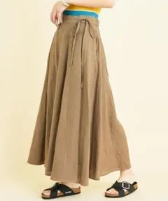 フレンチリネンアシンメトリーマキシスカート