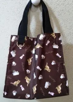 ポールアンドジョー　ハンドバッグ　ブラウン　　ねことコーヒー柄