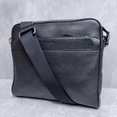【coach】ショルダーバッグ レザー 黒 ブラック シボ革 通勤 肩掛け