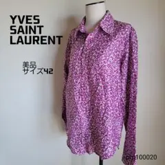 【イブサンローラン】 リヴゴーシュ 花柄シャツ イタリア製 シルク混 42