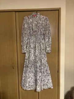 rienda リエンダ 花柄ロングドレス 長袖 シャーリング