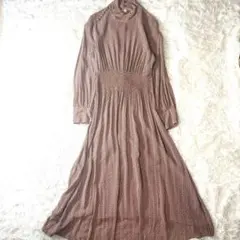 FRAY I.D 長袖ワンピース ピンク系 レーヨン　春夏 マキシ丈 ハイネック