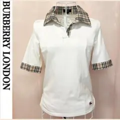 美品 バーバリー ロンドン ポロシャツ Tシャツ 半袖 ホース刺繍 白 夏服