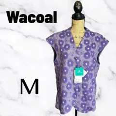 新品✨【Wacoal】らくラクパートナー　花柄ニットベスト　ウール　パープル　Mのサムネイル