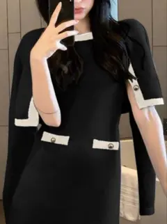 GRL 配色カーディガン×ミニワンピースニットセットアップ[ac2315]